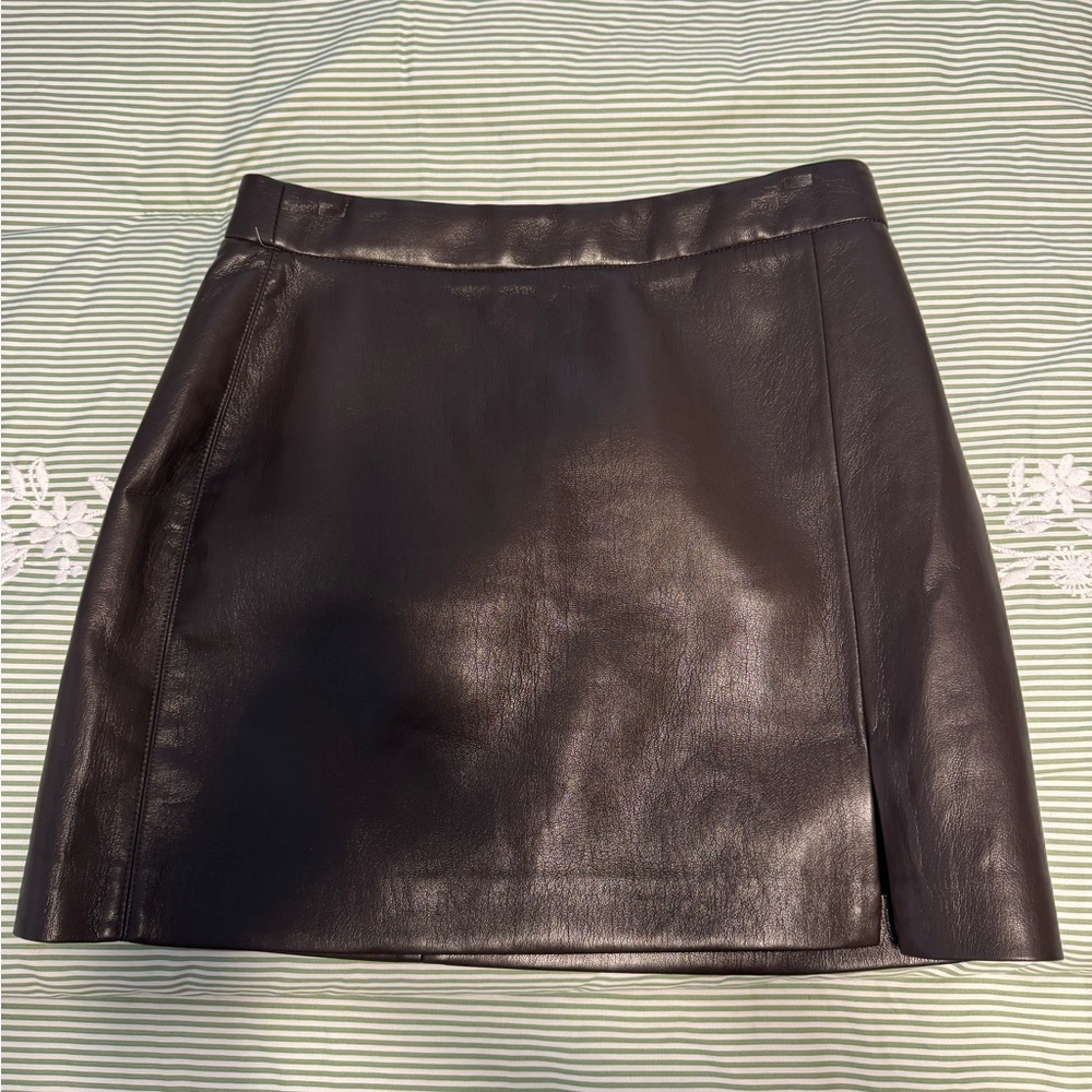 Aritzia Black Leather Mini Skirt